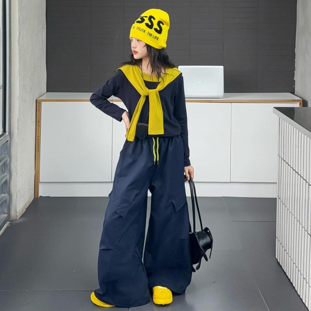 Modisches Herbst-Zweiteiler-Set für Mädchen: Langarmshirt & Hose mit weitem Bein 2025
