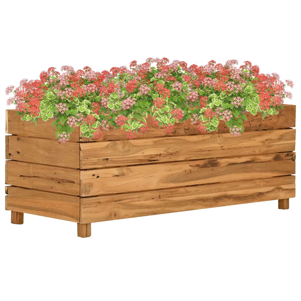 Raised Garden Bed 100 X 40 X 38 Cm Reclaimed Teak Wood and Steel