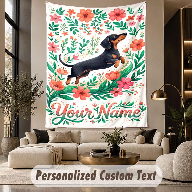 Floral Garden (324) Theme Wall Tapestry Customized With Name Text Personalized Hanging Tapestry For Bedroom Living Room Decor