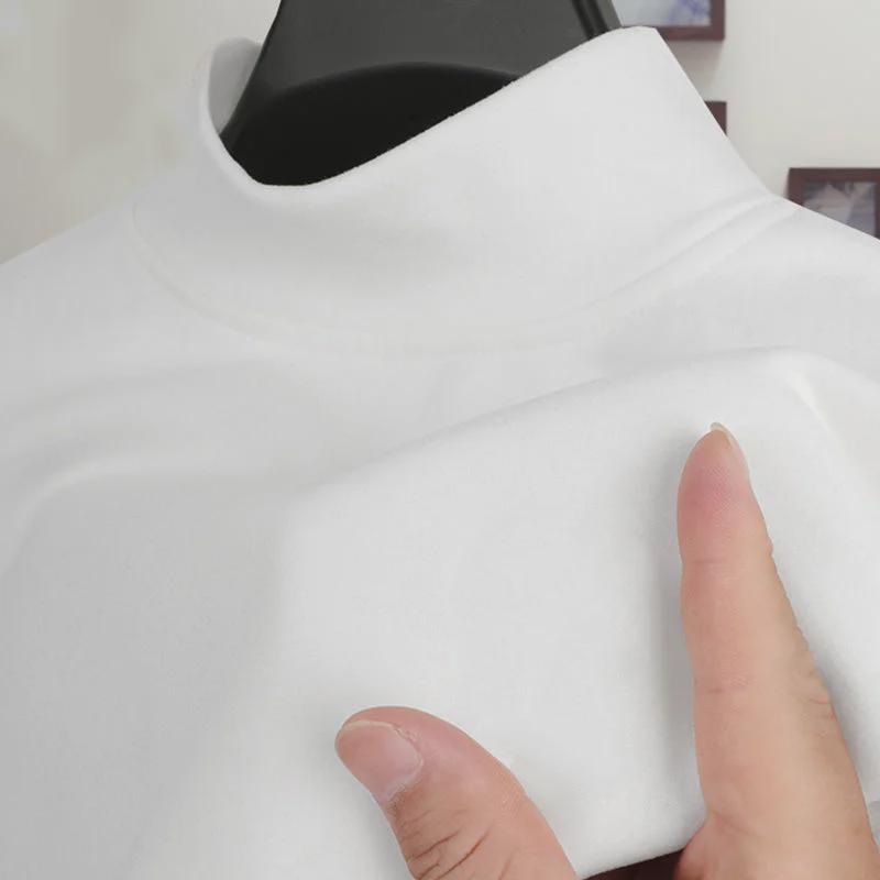 Men's Fleece Half Turtleneck Long-Sleeve Tee - Warm, Versatile Winter Shirt for Teenagers