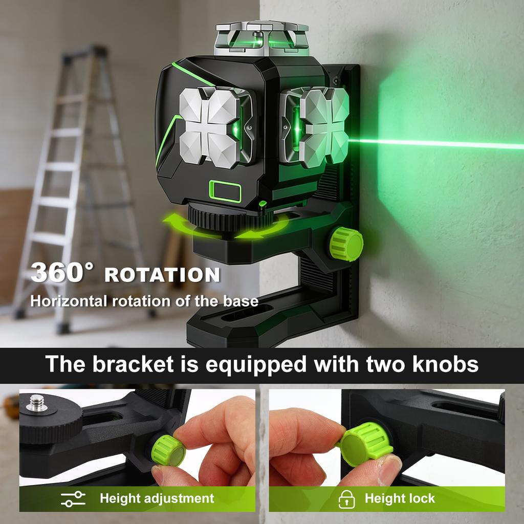 Fine Tuning Bracket Cross Line Laser Level Adaptor Multifunctional Magnetic Pivoting Bracket with Adjustable Clip 360° Adjustab