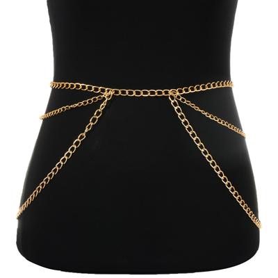 Exaggerated Punk Metal Chain Body Chain, Women's Alloy Retro Sexy Multi-layer Waist Chain