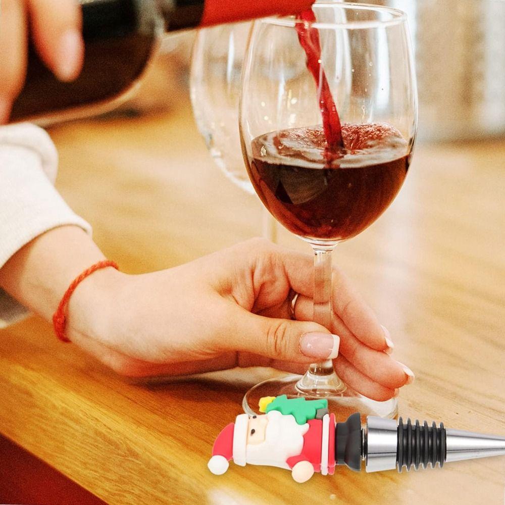 Reusable Christmas Wine Bottle Stopper Vacuum Sealed Christmas Bottle Sealing Plug Holiday Party