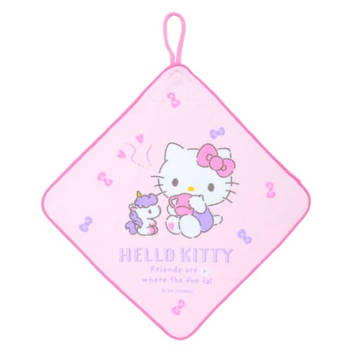 SANRIO Set of 3 Towels with Loop Hello Kitty for Children Antibacterial Treatment with Name Space Nursery School Kindergarten 249483