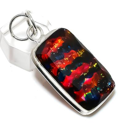 Natürlicher dichroitischer Glas-Edelstein, 925er Sterling-Silber, Schmuck-Anhänger, 5 cm, C7n59