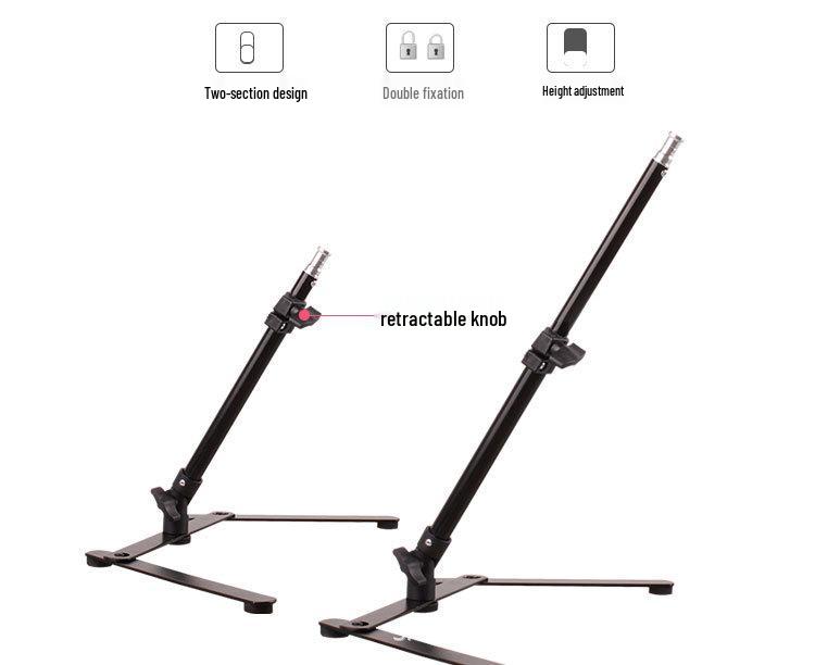 Professional Telescopic Phone Stand with Fill Light for Live Streaming and Overhead Shooting