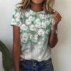 Sommer Blumenmuster 3D-Druck T-Shirts Damen Rundhals Kurzarm Lässiges T-Shirt Harajuku Tees Y2k Tops Damenbekleidung