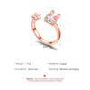 Open Adjustable Rabbit Flower Ring Oval Shiny Stone Pink Ear Enamel Cute Animal Floral Finger Jewelry for Women