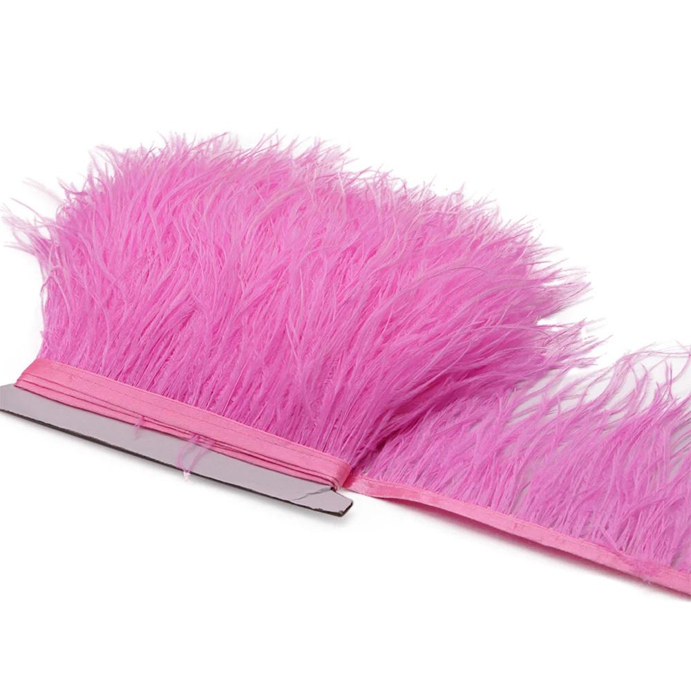 1Meter Natural Fluffy Ostrich Feathers Trim 8-10Cm Red Ostrich Plumes Craft Ribbon For Wedding Dress Sewing Clothing Decoration