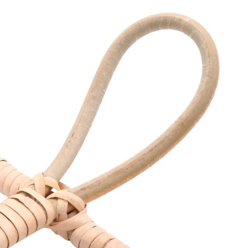 Clothes Hat Hanging Hooks 5-Hook Rattan Wall Hanger Garments Organizer Rack Wall Storage Decor Kids Room Wall Mounted Hanger