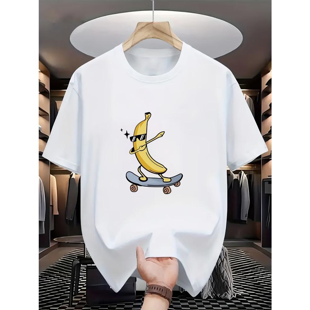 Summer Cartoon Chicken Banana Print Children's T-Shirt Crew Neck Kids Short Sleeve Casual Sports Fashion Boys Girls Clothes Tops