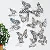 12 Pieces Colorful Butterfly Wall Stickers Set 10 Colors Hollow Cut Out DIY Pearl Paper Simulation Decor for Home Room