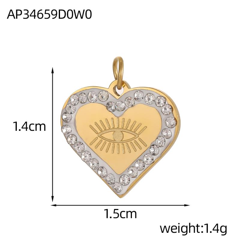 CARLIDANA Fashion Jewelry Pendants Charms Gold Plated Colorful Zircon Evil Eye Stainless Steel Charms for Jewelry Making