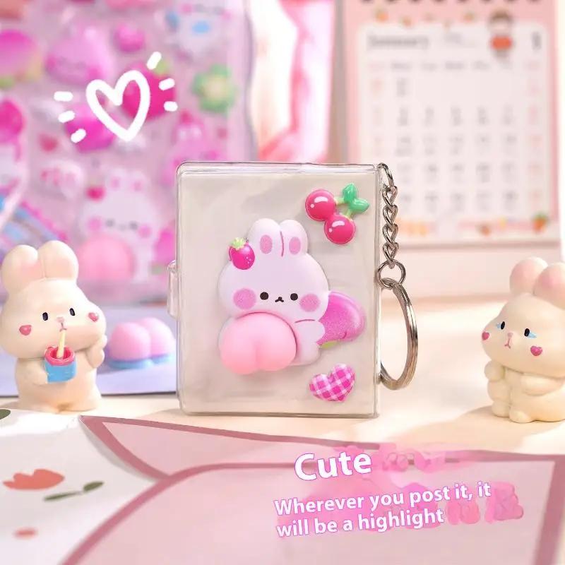 3D Cute Bunny Peach Sticker Kawaii Animals Stickers - Squishy Fidget Diy Decal For Phone Case Scrapbook, Fun Stress Relief Gift