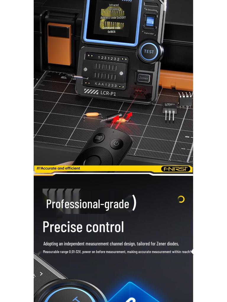 FNIRSI LCR-P1 Capacitance, Resistance, and MOSFET Tester & Triode Component Detector