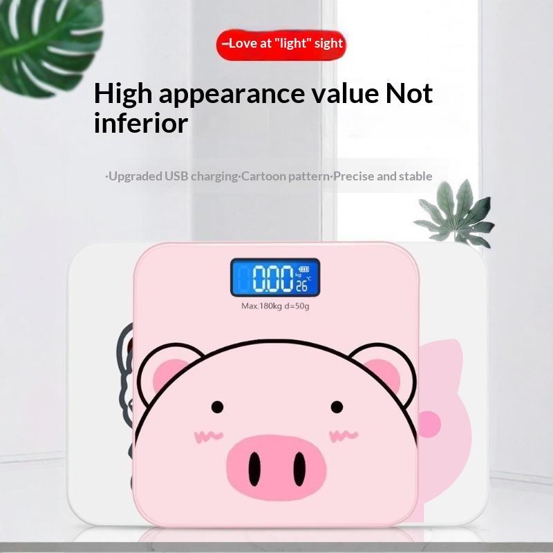 Cartoon Cute Pig Digital Weight Scale High Precision Reading For Home Bathroom Weight Tracking Automatic Weighing Scale