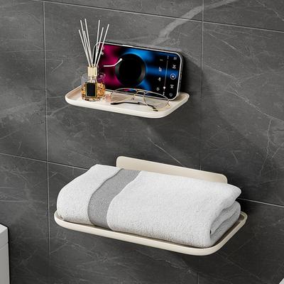 Storage Rack Wall Mounted Bathroom Organizer Tray Strong Load-bearing Foldable Design Storage Tray Towel Holder