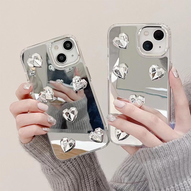 Iphone16Plus Mirror Mobile Phone Case Is Suitable For Apple 17Pro Love Light Luxury 15 Women'S 12 Niche Xsmax