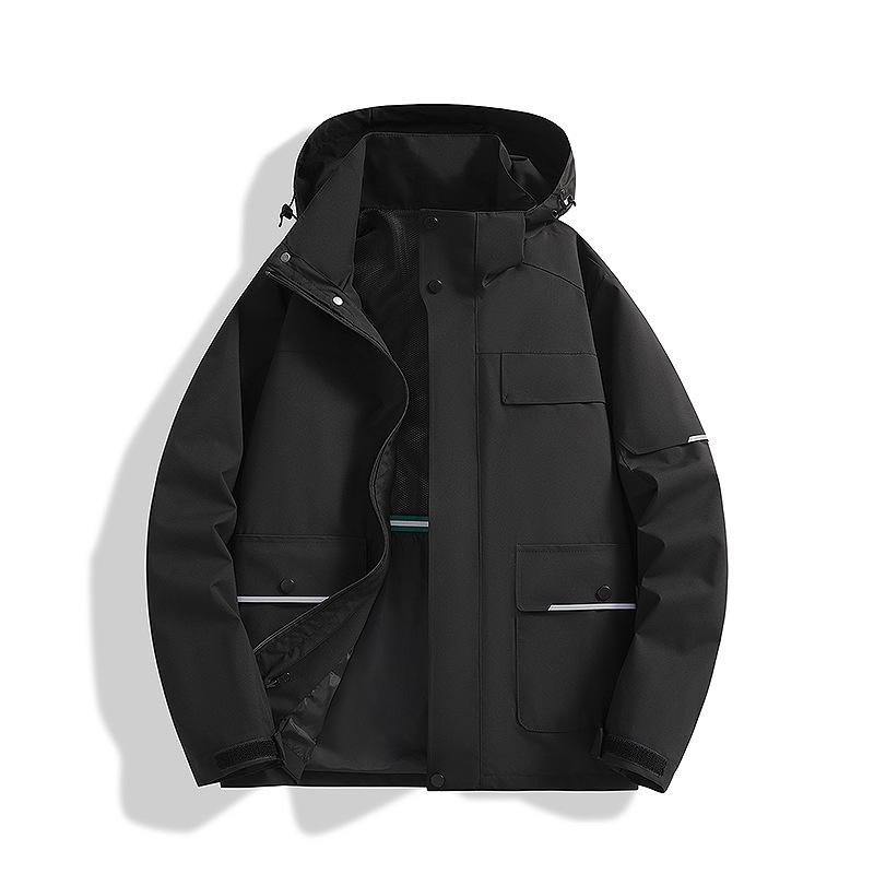 Unisex Windproof Plus-Size Jacket - Spring & Autumn Color Block Workwear for Outdoor Hiking