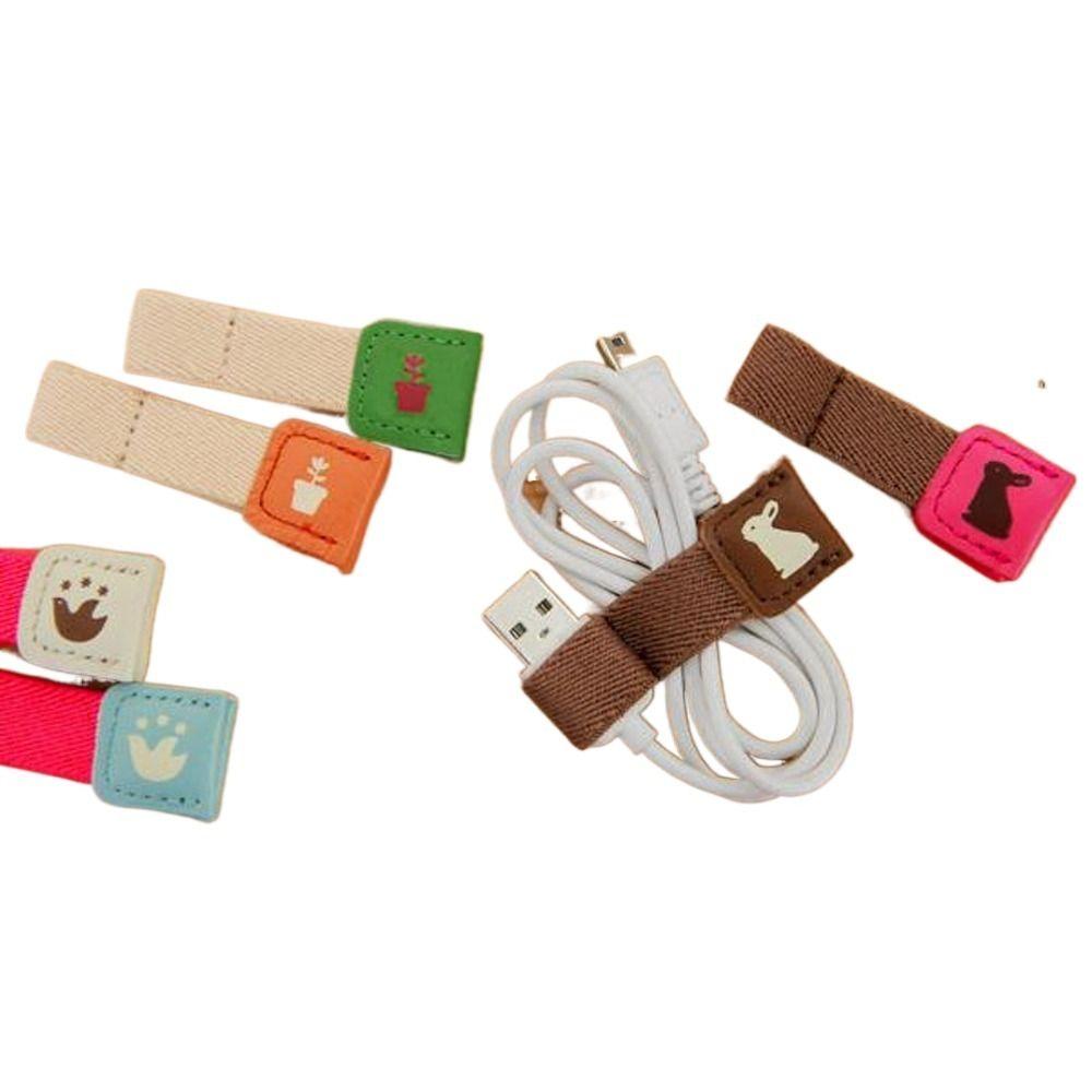 Storage Leather Cable Winder Buckle Holder Data Cable Organizers Cord Winder  Desktop