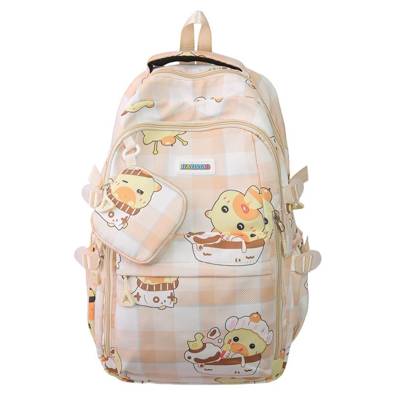 Children's Schoolbag Women's Cartoon Printed Large Capacity Backpack with Coin Purse