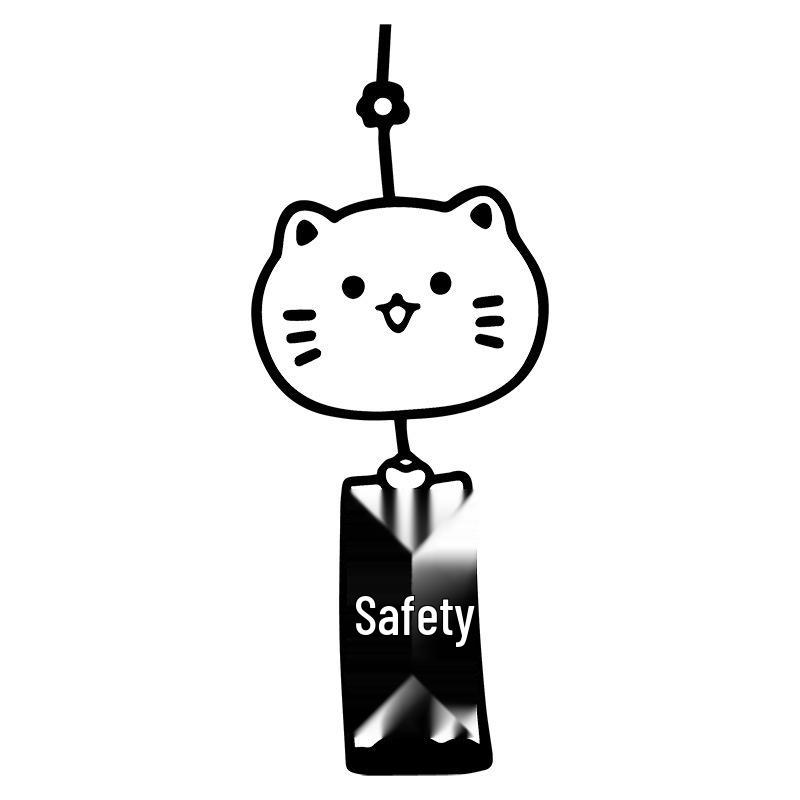 Cute Safe Cat Wind Chime Car Sticker - Reflective Rear Windshield Decoration