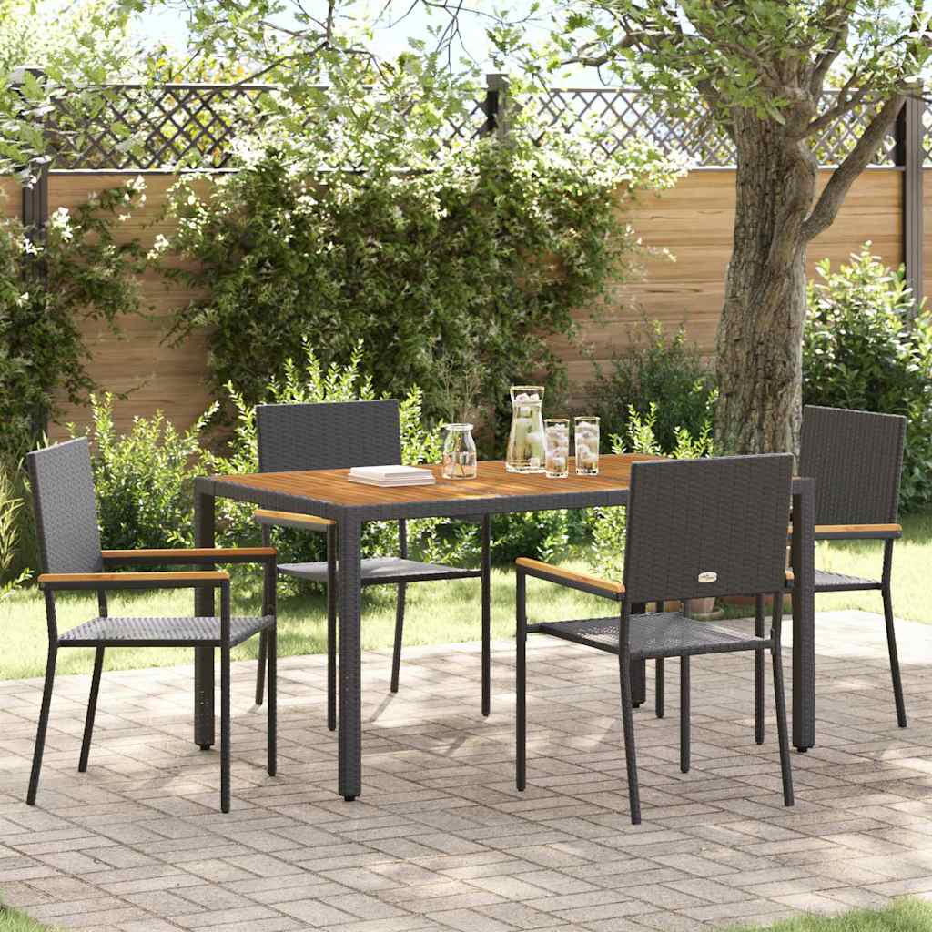 Garden Stackable Chairs 4 pcs Black and Brown 54 x 56 x 90 cm