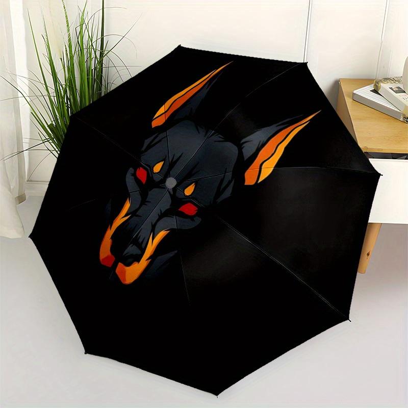 1pc Doberman, Totem Automatic Open/close, All-Season Portable Folding Umbrella, Travel, Everyday, Formal Events070