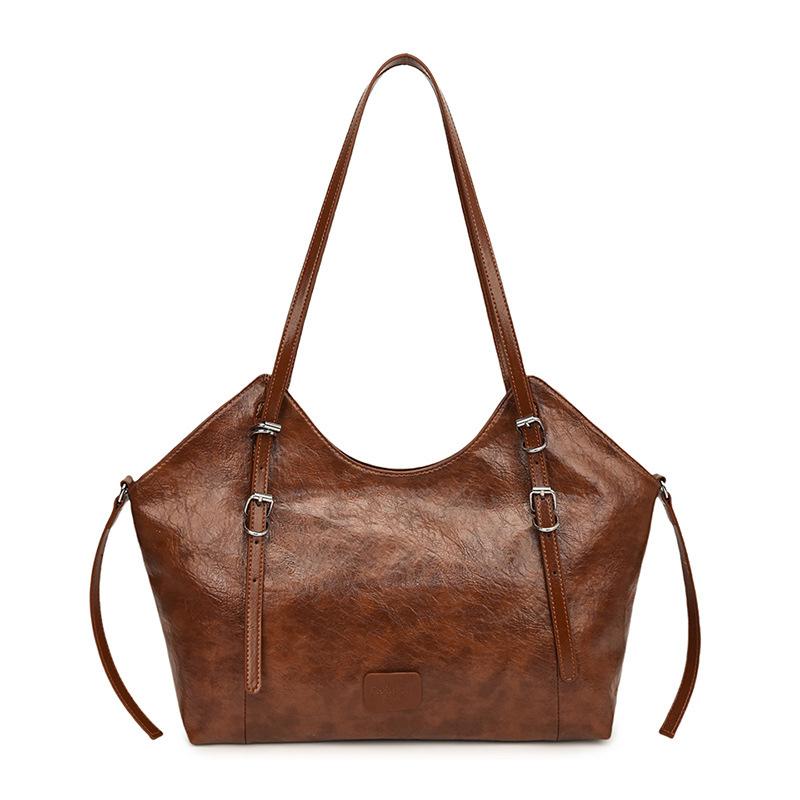 Women's Large Capacity Tote Bag  New Pu Leather Casual Commuting One Shoulder Bags Autumn Simple Versatile Ladies Handbags