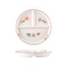 Three Dividing Plate Ceramic Household Japanese New High Aesthetic Plant Print Dining Plate Popular Adults Loss Weight Tableware