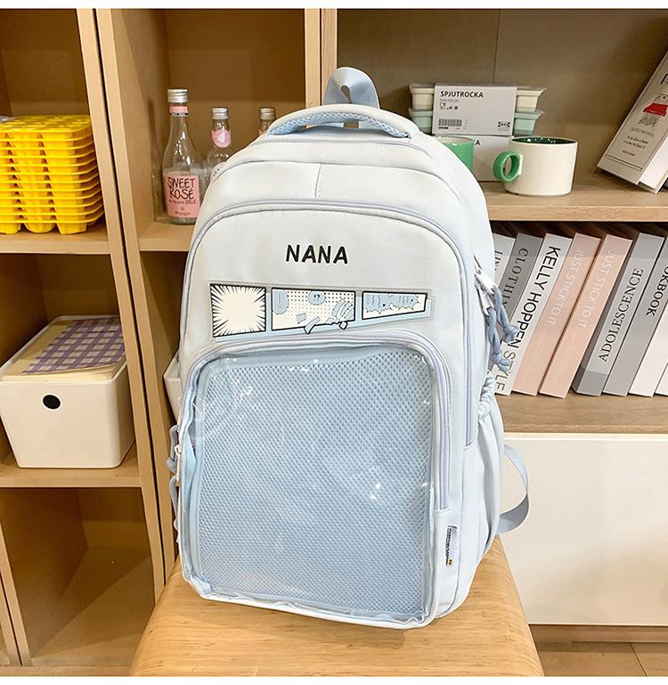 

Школьный рюкзак новый школьный рюкзак женский корейская версия ins ветер двухмерный прозрачный бар болевой рюкзак многосекционный ученик средней и старшей школы