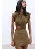 2025 Summer Sleeveless Slim Fit Mini Dress with Round Neck and Waist Cutout for Women