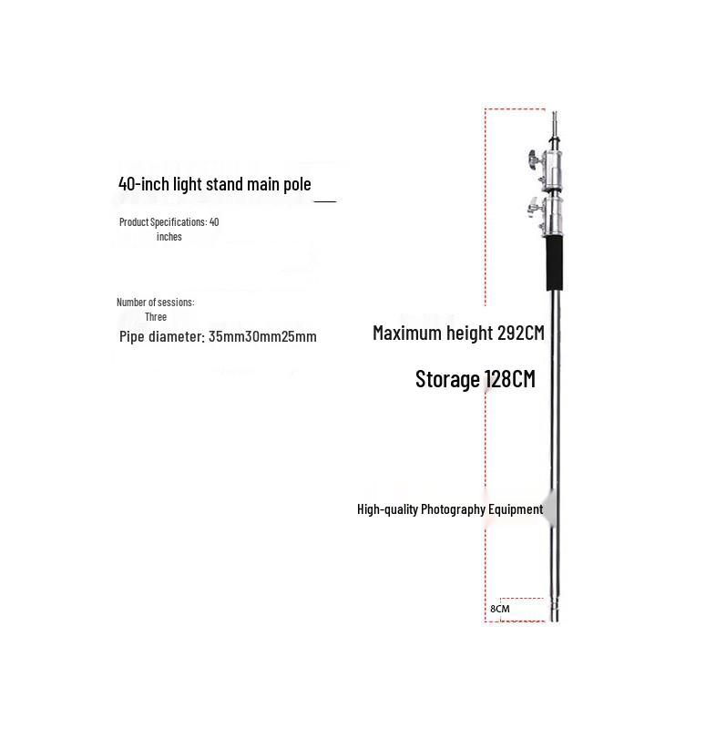 Photography C-Type Light Stand, Stainless Steel, 2.8m & 4m, with Spring Buffer and Three-Way Head Design.