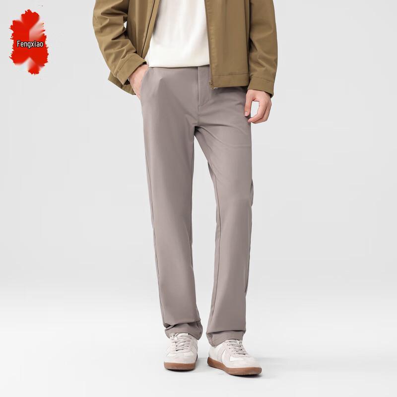 Men's Autumn/Winter Thin Fleece Straight-Fit Business Casual Pants