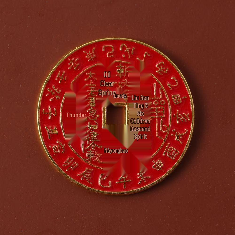Gold Heavenly Stems and Earthly Branches Mountain Ghost Flower Coin Bagua Imitation Ancient Copper Coin