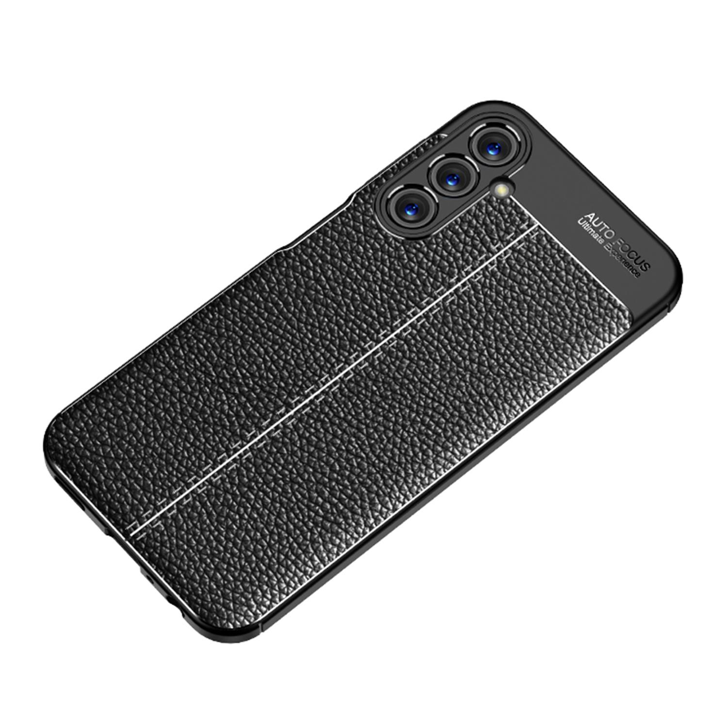 

For Samsung Galaxy A24 4G (162.1 x 77.6 x 8.3mm) Litchi Texture Phone Case Slim Anti-drop Protective TPU Phone Cover Black