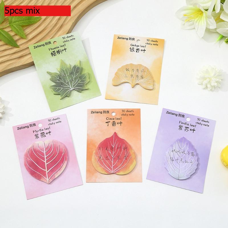 Autumn Office School Supplies Leaves Sticky Note Paper High Value Book Student Message Stickers Memo Pad Kawaii Stationery Gift