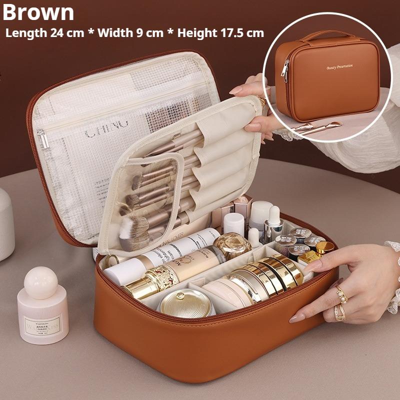 Men's Large Capacity Waterproof PU Leather Toiletry Bag Travel Cosmetic Organizer for Business Trip and Gym