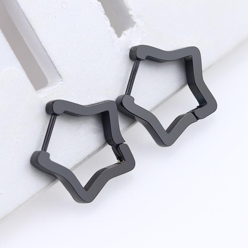 

Ювелирные изделия, подарок на вечеринку, новая мода для мужчин и женщин, модные серьги-кольца с геометрическим рисунком, мини-черные, серебристые, золотые, в стиле панк, нержавеющая сталь, 1 пара Star чёрный