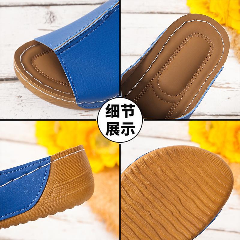 Damen Sandalen Sommer neue Schuhe Damen Weiche Absätze Sandalen Niedrige Plateau Hausschuhe Sommer Sandalias Mujer Größe 36-43