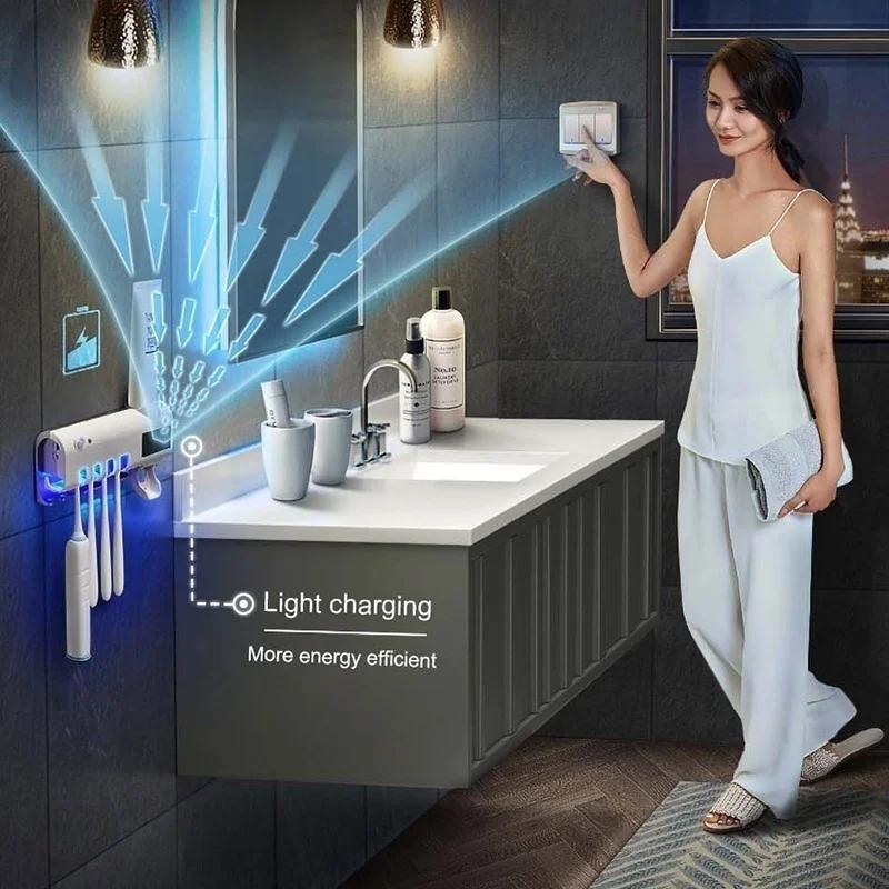 Koupelnové potřeby Solární energie UV světlo Sterilizátor na zubní kartáček Držák Automatické odšťavňovače zubní pasty Dávkovač Pomůcky pro pohodlí