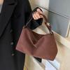 Women Autumn Winter Big Boston Tote Soft Matte Suede Cow Leather Women's Handbag Shoulder Crossbody Bag For Grey Brown