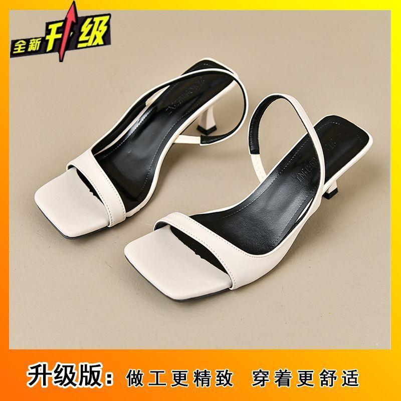 With skirt dopamine lightweight high-heeled fairy sandals 2025 summer high-end French square head women's single shoes