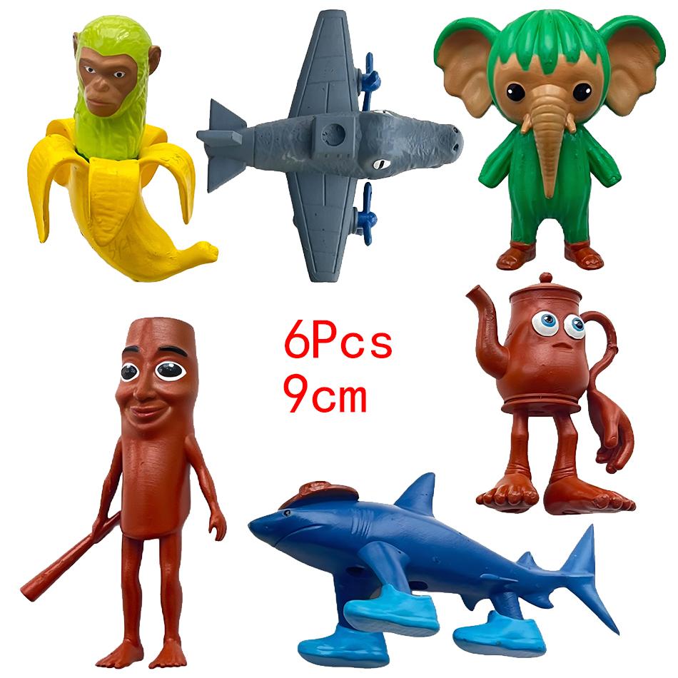 Anime 6 Peças/Conjunto Figura Tung Tung Sahur Boneco de Ação Embalado Kits de Boneca Coleção Modelo de PVC Brinquedo Atacado Presente de Aniversário Infantil
