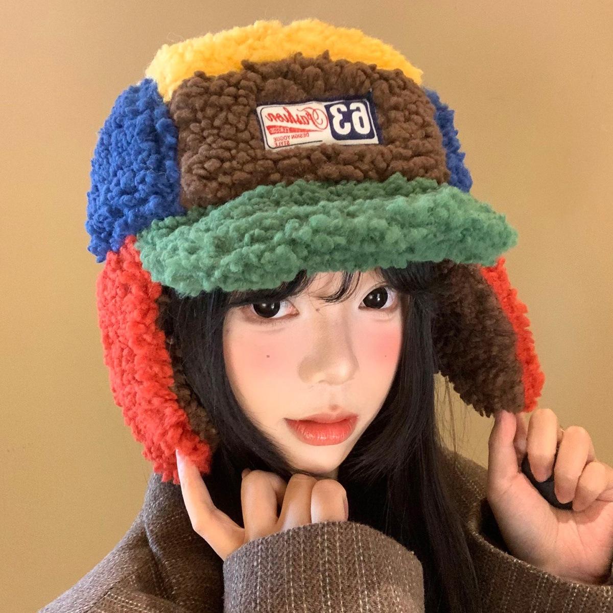 

Милый Пушистый Лягушонок Ягненок Плюшевый Летающая Шляпа Женская В Цветовом Соответствии Маленькое Лицо Теплый Толстый Защита Ушей Лэй Фэн One size fits all