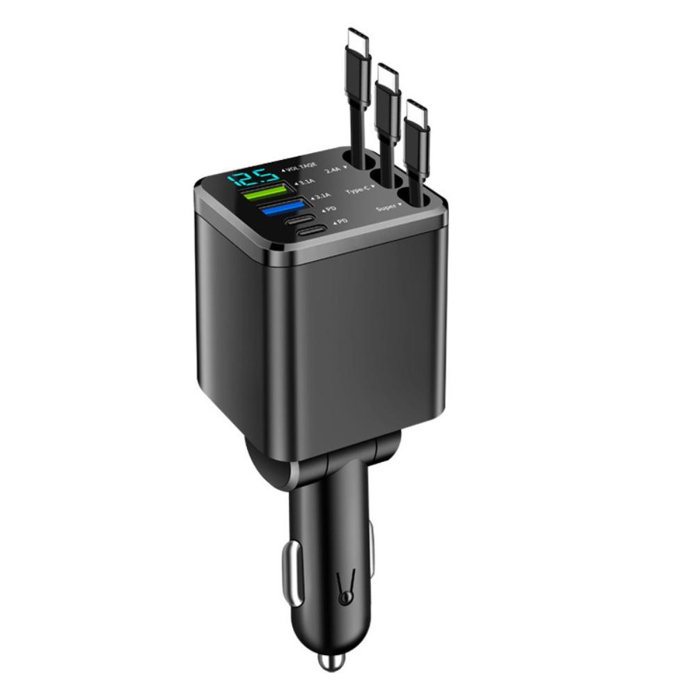 

7 in 1 Car Charger 3 Type-C Ports Auto Power Adapter Portable Charging Adapter 3 Type-C