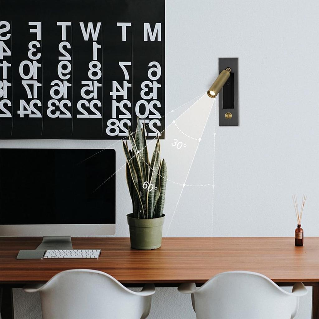 LED Bedroom Lamp Headboard Wall Light Sconce, Bedside Reading Light Recessed Push Switch Wall Lamps, Hotel Bed Side Decorative Wall Sconces