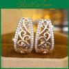 Color Luxury Hollow Gold Ethnic Flowers Drop Earrings For Women White Zircon Wedding Jewelry