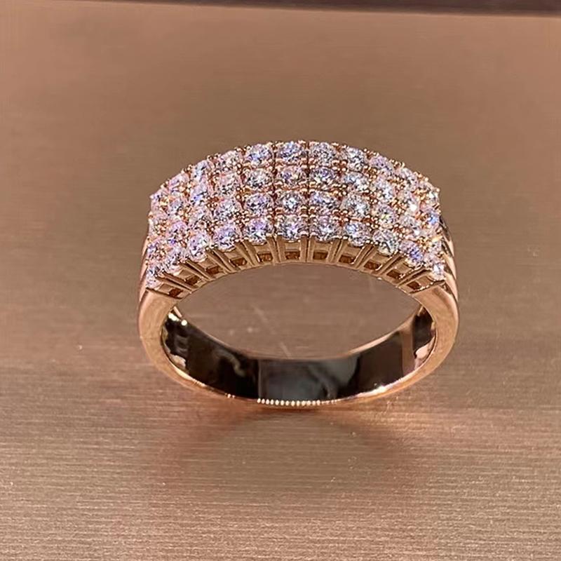 Huitan Gorgeous Rose Gold Finger Ring Female Engagement Party Jewelry Luxury Lady Shining Accessories for Anniversary