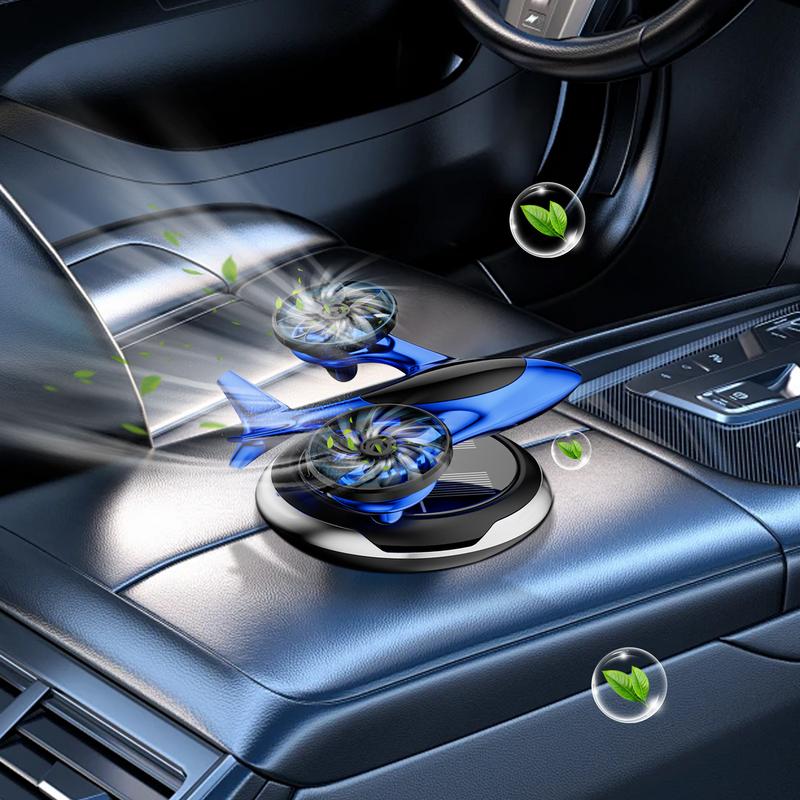 Para ornamentos de aromaterapia, difusores de óleo de carro solares, purificador de ar de carro rotativo movido a energia solar, avião bimotor, aromaterapia de carro
